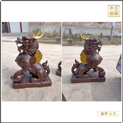 現貨大型動物鑄造銅麒麟 現貨大型動物鑄造銅麒麟
