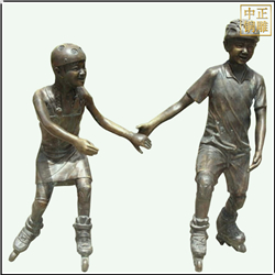 小孩溜冰銅雕塑 小孩溜冰銅雕塑